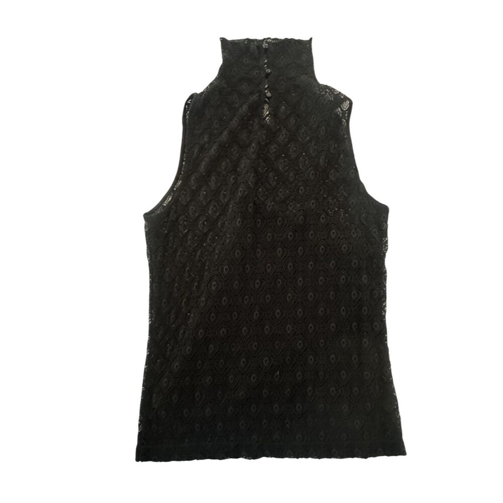 Lauren Ralph Lauren Black Lace Mock Neck Top L Dark Romantic Whimsigoth